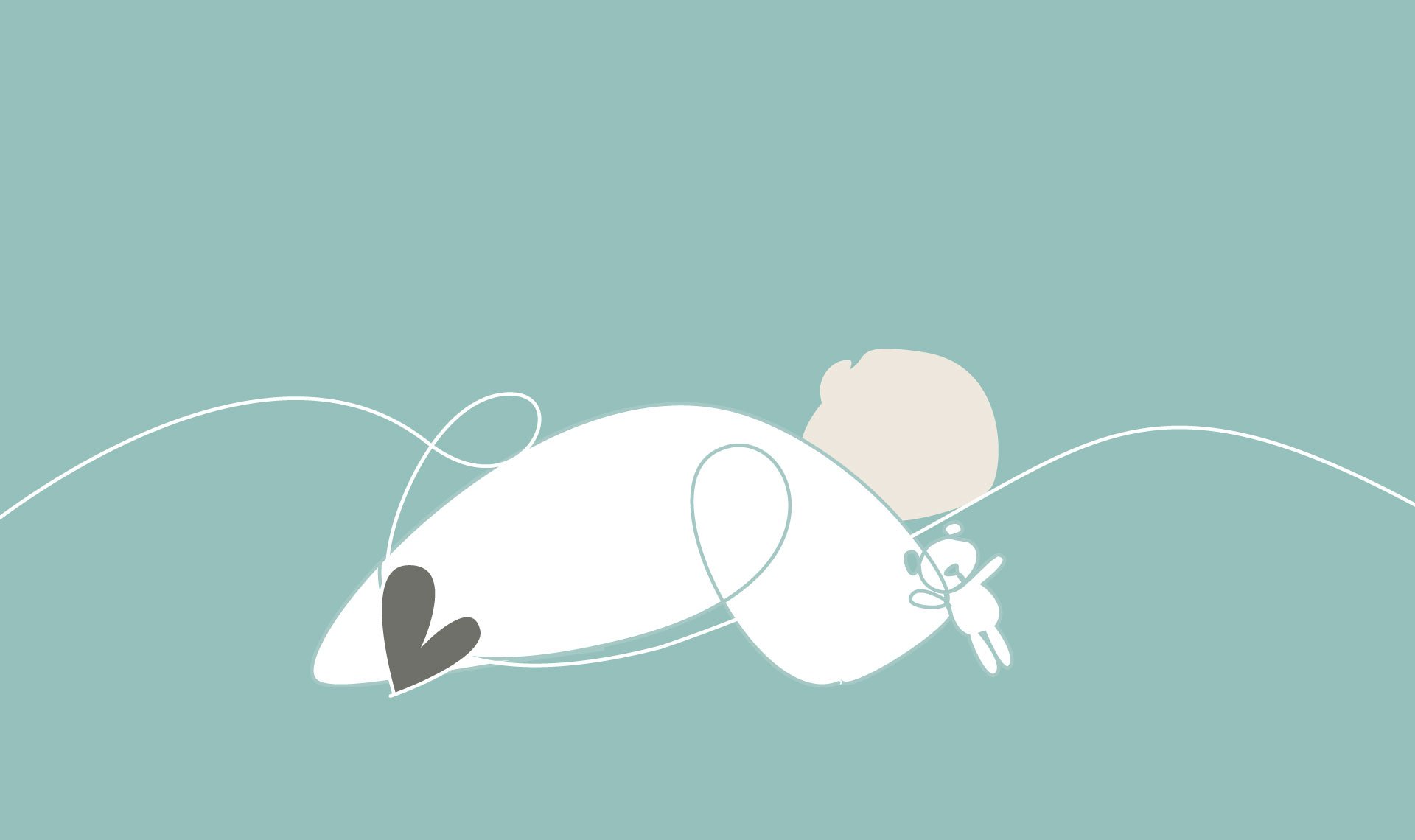 illustration of baby shape in blanket with small teddy